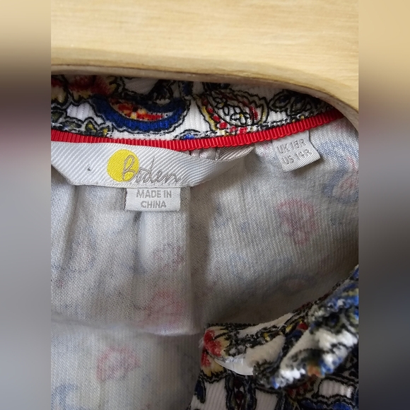 Boden Ruffle Neck Corduroy Dress Floral 14R - Picture 11 of 12